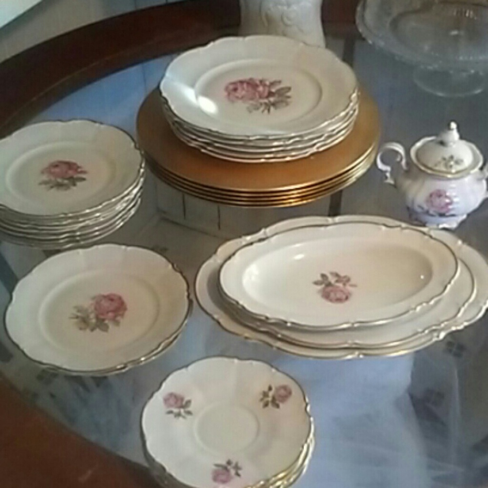 Bavaria China Pieces Pink Rose Pattern
